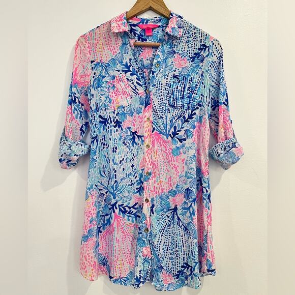 Lilly Pulitzer Natalie Shirtdress Cover Up in Sway with Me XXS - Picture 1 of 11